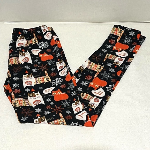 water lili Pants - NWT NEW Water Lili Black Orange White Winter Cat Leggings Comfy Cats Kitties